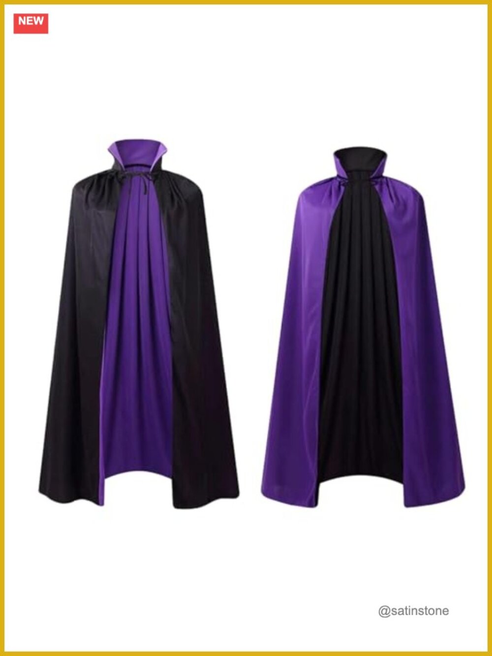 Adult Reversible Vampire Cloak Stand Collar Gothic Halloween Costume Cape Unisex